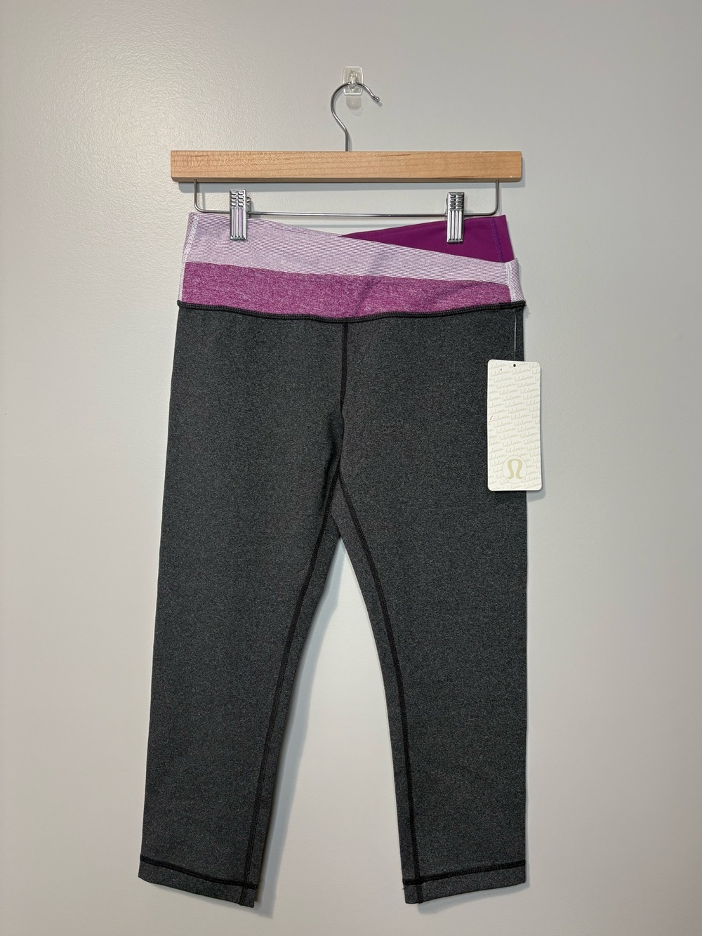 Lululemon Astro Wunder Under Crop Heathered Black Dewberry Lavender Dew